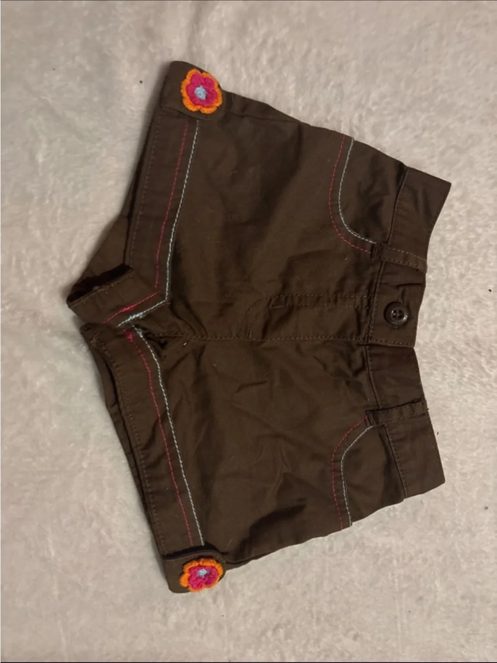 Gymboree Brown High-Waist Girls' Shorts with Colorful Flower Appliqués
